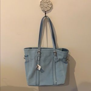 Light blue suede handbag